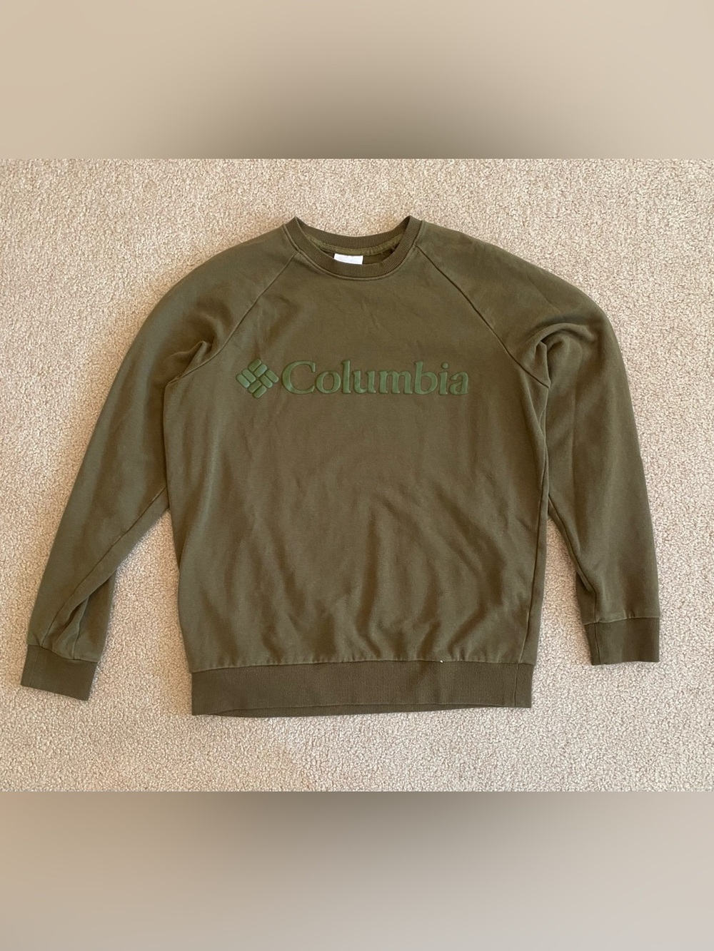 Columbia Pullover Sweatshirt Mens Small Green Crew Neck Graphic Casual Outdoor